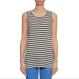 CURRENT/ELLIOTT Distressed Striped Sleeveless Tee Tank Top